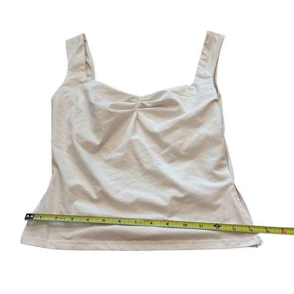 White Split Side Super Soft Square Neck Tank Top S/M - Picture 4 of 5